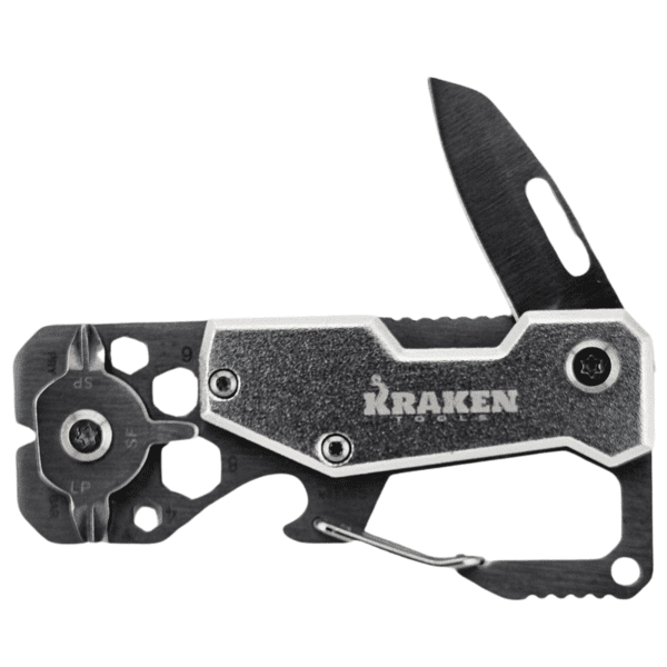 Kraken Tools 10-in-1 Stainless Steel EDC Multi-Tool with Carabiner