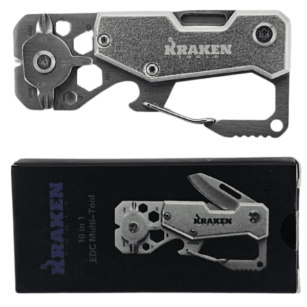 Kraken Tools 10-in-1 Stainless Steel EDC Multi-Tool with Carabiner - Image 6